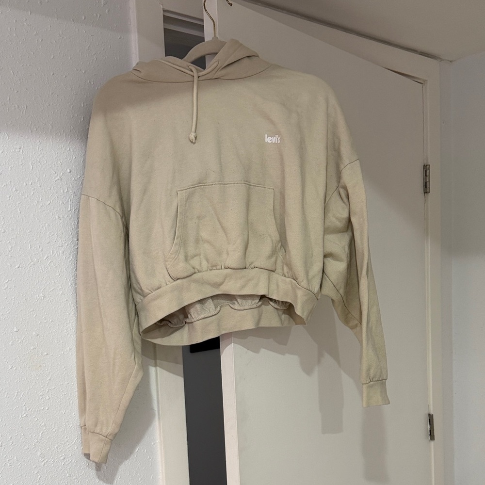 Levi's Light Tan Cropped Hoodie